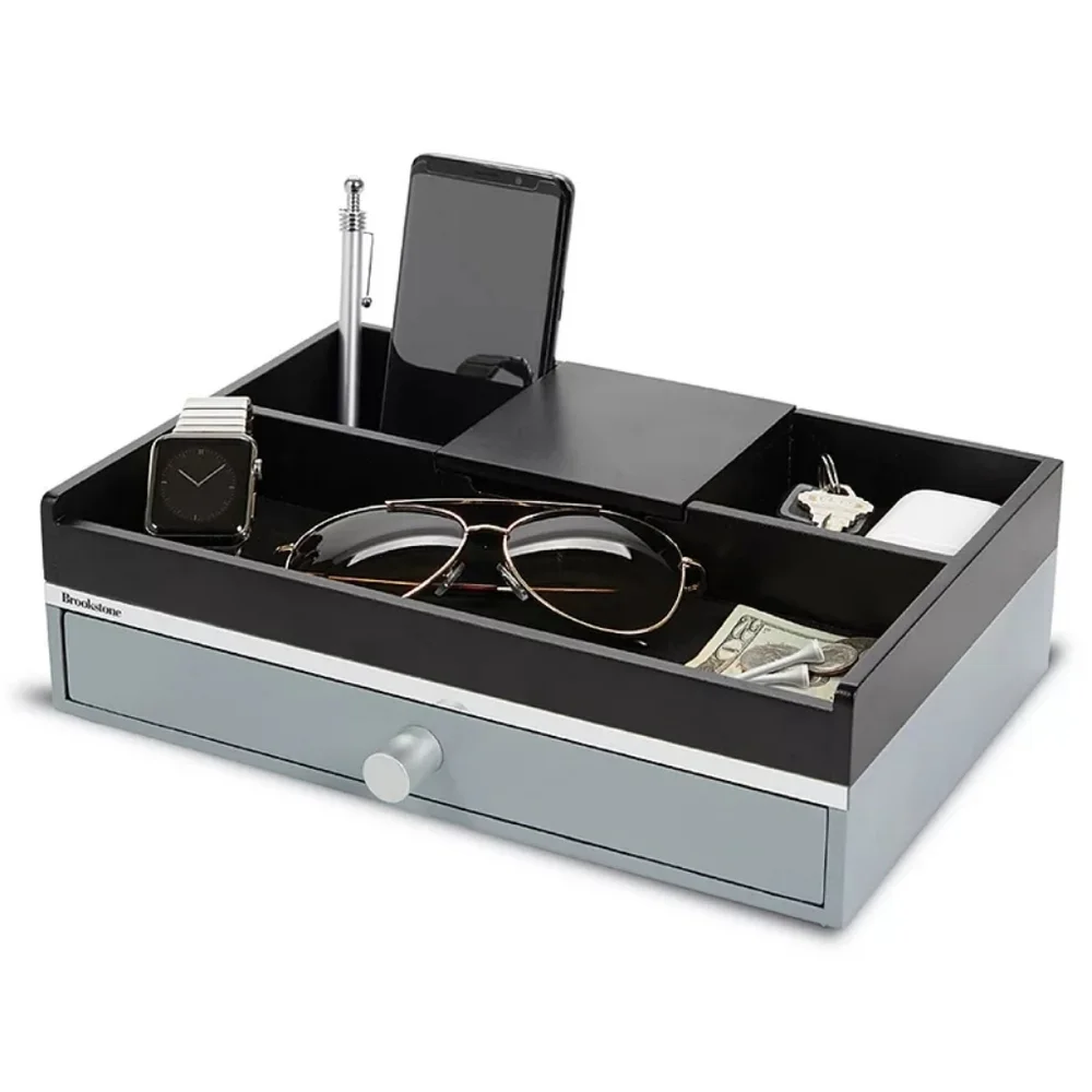 Brookstone Men’s Valet Organizer - Black and Silver